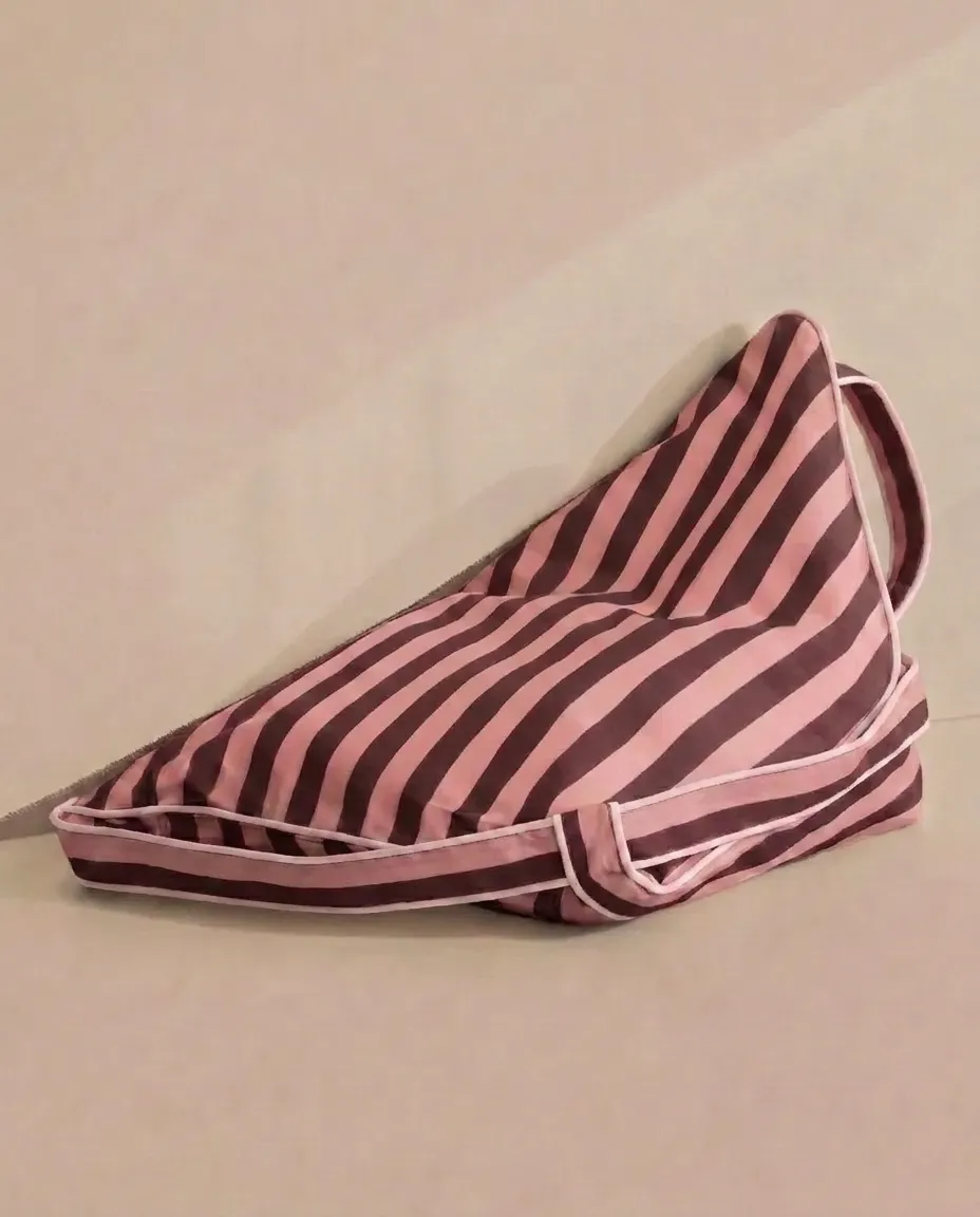 Lielow East Hampton — berry and pink striped bag flattened into chair form