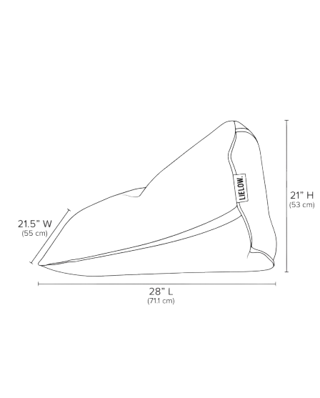 Side profile line drawing of the LIELOW bag with dimensions.