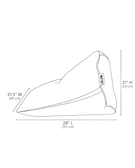 Side profile line drawing of the LIELOW bag with dimensions.