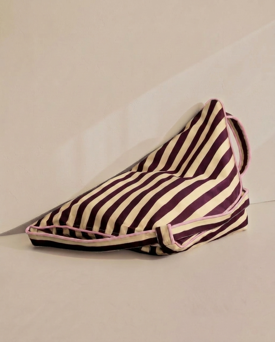 Lielow Pier 55 — striped bag flattened into chair form